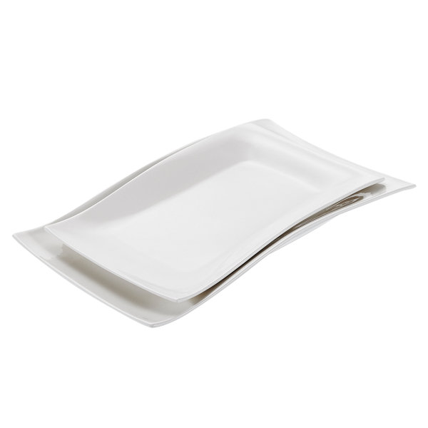 Orren Ellis White Porcelain Dinner Plates Rectangle Dessert Plates Set Of 2